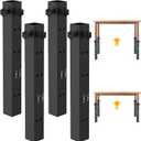 4 Pcs Table Leg Extenders for Folding Tables, 4 Levels/Heights Adjustable Table Leg Extensions,Metal Square Folding Desk Leg Risers,Raise Table Height 3.4"/6.6"/9.8"/13"(Inner Diameter 1.86")