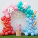 Ice Cream Drip Baseball Birthday Party Decorations Set Blue Pink Green Balloon Arch with Baseball Bat Balloons for Boys Girls Summer Birthday Sport Ice Cream Party Decorations