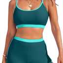 Herseas High Waisted Bikini Sets for Women - 2 Piece Tummy Control Swimsuits Modest Bathing Suit Shorts Swim Suits 2026 (X-Small, Peacock Green)