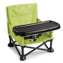 Summer by Bright Starts Pop 'N Sit Portable Booster Chair, Floor Seat, Indoor/ Outdoor Use, Compact Fold, Green, 6 Mos - 3 Yrs