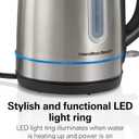 Hamilton Beach Electric Tea Kettle, Water Boiler & Heater, 1.7 Liter, Cordless Serving, 1500 Watts for Fast Boiling, Auto-Shutoff and Boil-Dry Protection, Stainless Steel with LED Light Ring (41037)