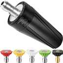 Pressure Washer Turbo Nozzle, 360 Rotating Power Washer Tips, 3400 PSI with 1/4" Quick Connect, 5 Spray Nozzle Tips Replacement For Ryobi, Karcher, Greenworks, and More (4.0 GPM) (Black)