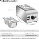 1000W Electric Chocolate Tempering Machine, Commercial Chocolate Melter with 2 Cylinders, Water Bath Heating, Adjustable Thermostat & Indicator Light, Stainless Steel Chocolate Warmer