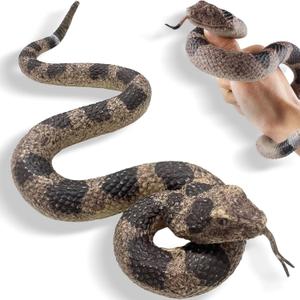 Fake Snakes - Realistic Rubber Reptiles for Garden Bird & Squirrel Repellent, Prank Props, Fun Toys for Kids & Adults, Ideal Freebies for Halloween & April Fools' Day Parties (Black and Gray)