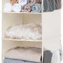StorageWorks 6-Shelf Hanging Closet Organizer, Hanging Shelves for Closet, Fabric, Mixing of Beige, White & Ivory, 12" D x 12" W x 47 12" H