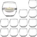Set of 12 Clear Glass Tealight Candle Holder, 2.6'' H x 3.1'' W, Round Votive Candle Holders Bulk, Small Bowl Candle Holder for Wedding Table Centerpiece Home Decor (Medium)