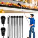 Gutter Cleaning Tools From The Ground - 12.7-Foot Adjustable Gutter Cleaner Tools with Bendable Nylon Brush,No Ladder NeededMakes it Easy To Clean Leaves, Branches And Debris from Gutters