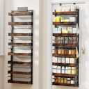 8 Tier Over The Door Pantry Organizer, 2 IN 1 Wall Mount or Metal Hanging Spice Rack for Pantry Organizers and Storage, Seasoning ShelvesAdjustable Basket with Hooks for Kitchen Cabinet and Closet