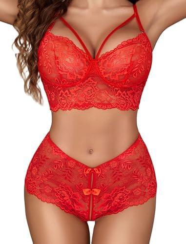 Avidlove Women Lingerie Sets Sexy Lace Bra and Panty Sets 2 Piece Lace Babydoll Outfits, XL
