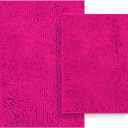 Bathroom Rugs Set 2 Piece Bathroom Sets Bath Rugs Non Slip Bath Mats for Bathrooms, Thick Soft Chenille Bath Rug Set, Bathtub Mat, Ultra Absorbent Baths Carpet, Shaggy Bathrooms Floor Mat, Hot Pink