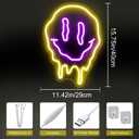 Melting Smiley Face Neon Sign Dripping Smile Wall Decor Bedroom Living Room Neon Entertainment Room Game Room Distorted smile face Sign For Kids Room Bar Party Bedroom Decor Lamp-15.7"