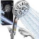Pavezo® High Pressure Shower Head Handheld 5" Large, Extra Long 60" SS Hose 10-mode Portable Detachable Shower Head with Hard Water Filter, Anti-clog & Powerful to Clean Tile & Pets, Chrome