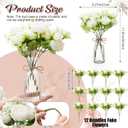 Thiccywoov 19 Pack Artificial Peony Flowers with Vase Bulk, 12 Bundles Faux Peony Bouquet 6 Vase with 1 Rope Silk Flower Arrangement Wedding Table Centerpiece for Wedding Bridal Shower(White)