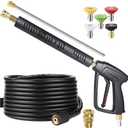 YAMATIC Pressure Washer Gun and Hose Kit, 25 FT Kink Resistant Power Washer Hose and Wand, 3/8" Swivel Quick Connector & M22-14mm Fitting Replacement for Ryobi, Simpson, Craftsman