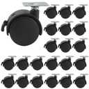 HOIGON 30 Pcs 1.5 Inch Swivel Caster Wheels, Black Nylon Plate Caster Wheels with Brake, 360 Degree Rotating Furniture Wheels for Cart, Cabinet, Shelf, 110Lbs Max Load Per Casters