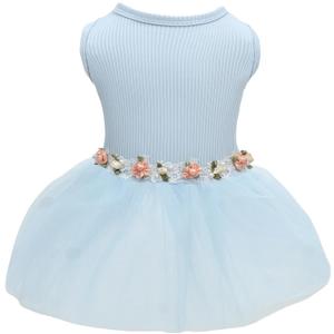 CuteBone Blue Tulle Skirt Dog Wedding Bridesmaid Dress for Puppy with Lace Trim at Waist - Comfortable, Stylish, and Perfect for Special Occasions HBQ03M (Medium)