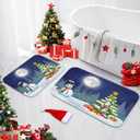 ArtSocket Christmas Bathroom Rugs and Mats Set 2 Piece, Santa Snowman Rugs Non Slip, Christmas Tree Absorbent Microfiber Memory Foam Bath Mat Machine Washable Bathroom Floor Mats