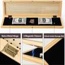 Cribbage Board Game Set, 3-Track Premium Wooden Cribbage Board with Magnetic Lock & Large Storage, 9 Metal Pegs, 2 Decks of Playing Cards - Classic Board Games for Adults Family (Instruction Include)