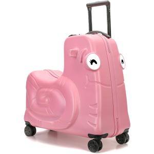 Kids Ride-on Luggage with Spinner Wheels Suitcase, Kid's Ride-On Suitcase Help Your Child Relax, Carry On Trolley Luggage with Password Lock (Pink, 22 inches)