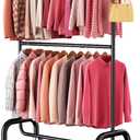 LZNIOZ Heavy Duty Clothes Rack Load 600 LBS, Rolling Clothing Rack for Hanging Clothes with Lockable Wheels, Double Rod Garment Rack for Bedroom, Laundry, Clothing Store, Black