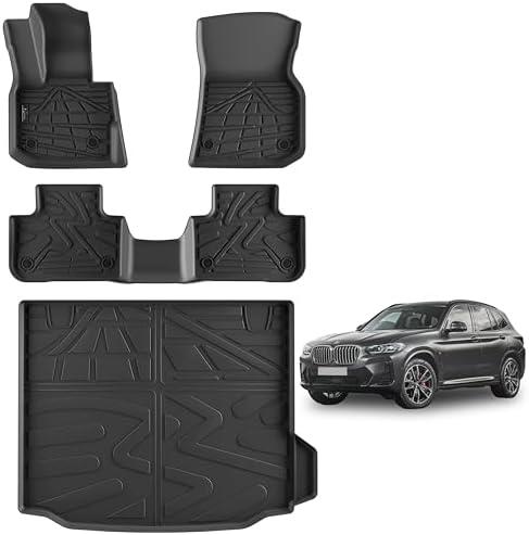 KARPAL Floor Mats & Cargo Liner Fit with 2018-2025 BMW X3 & with 2019-2025 BMW X4, 1st & 2nd Row & Cargo Mats for sDrive30i xDrive30i M40i X3M X4M, (Only for car Without Spare tire) (NOT fit X3 30e)