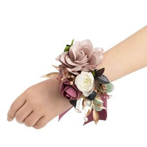 Ling's moment 2pcs Prom Wrist/Shoulder Corsage Artificial Flower, Girl/Mother Homecoming/Wedding Corsage Wristlet Décor, etc. Dusty Rose Ranunculus