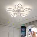 Yfrest Ceiling Fan with Lights Remote Control, White Bladeless Ceiling Fan with Light, 6 Speeds 3 Light Color Low Profile Ceiling Fan for Kitchen Bedroom