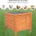 Cat House Outside, Weatherproof Wooden Bunny Rabbit Cat Hutch Outdoor Pet Cage Shelter Feral Cat House, Small Pet House and Habitats
