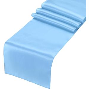 uxcell 6 Pcs Sky Blue Satin Table Runner 12" x 108" Romantic Silk Table Runner Smooth Fabric Table Runner Decorations for Wedding Dining Birthday Party (9ft)