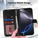 Zouzt for iPhone 16 Pro Max 6.9 Inch Genuine Leather Wallet Case with Card Holder, Compatible with MagSafe Magnetic Wireless Charging Flip Folio Cover Women Men for iPhone 16 Pro Max - Black