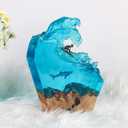 Resin LED Ocean Surfing Night Lamp, Handmade, Wooden Epoxy Resin Bedside Table Lamp, Ideal Decorations for Office, Bedroom and Party Environments for Surfing Lovers