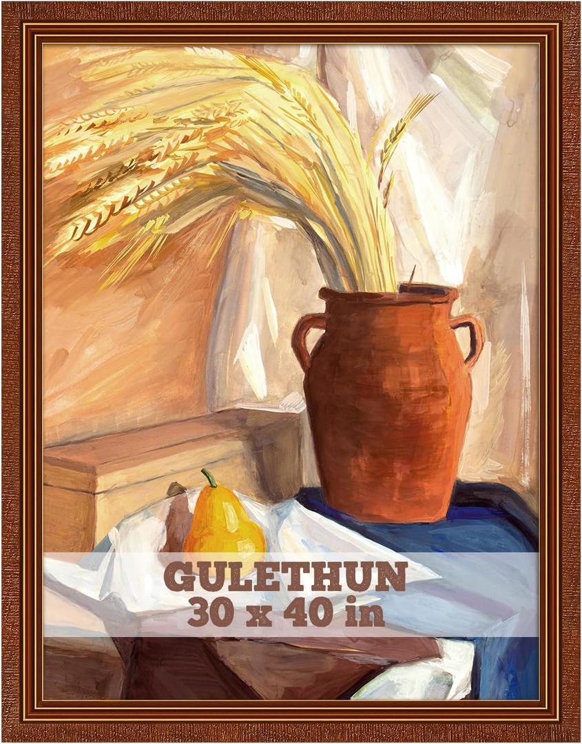 GULETHUN 30x40 Frame, Ornate Embossed Brown Poster Frames, 30x40in