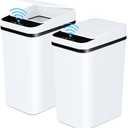 Anborry Bathroom Trash Cans with Lid 2 Pack 2.2 Gallon Touchless Automatic Motion Sensor Small Slim Garbage Can, Smart Electric Narrow Garbage Bin for Bedroom Office Kitchen (White)