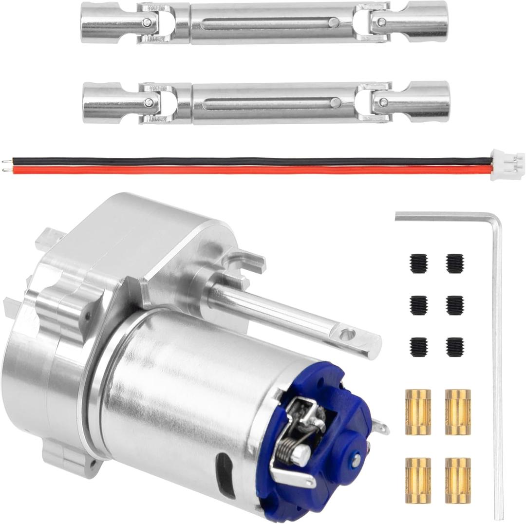ShareGoo Metal Transmission Gearbox Gear Box & Drive Shaft Compatible with MN82 LC79 MN78 1/12 RC Car Upgrades Parts (Silver)