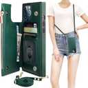 Bocasal Crossbody Wallet Case for iPhone 12 Pro Max with Card Holder,Zipper Card Slot Protector Shockproof Purse Cover with Removable Cross Body Strap 6.7 Inch(Green)