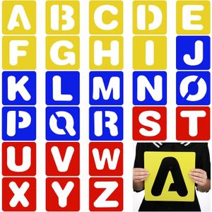 TecUnite 26 Pieces Alphabet Stencils Set Plastic Letter Stencils for Painting Learning, DIY Craft Decoration (9 x 9 Inches)
