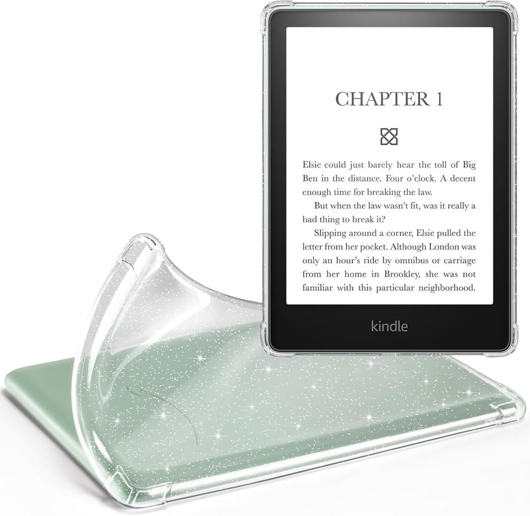 iDLEHANDS Clear Case for All-New Kindle Paperwhite 11th Gen 2021 & Signature Edition(6.8") - Lightweight, Scratch-Proof Silicone Back Cover, Clear Glitter