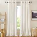 NICETOWN Linen Burlap Curtains Extra Long 120 inch, Grommet Privacy with Light Filtering Semi Sheer Curtains & Drapes Linen Blend for Bedroom/Living Room, W52 x L120, 2 Panels