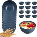 HEYCOME 12 Pcs Unbreakable Cereal Bowls Set, 26 Oz Wheat Straw Bowls Set, Microwave & Dishwasher Safe Bowls for Kitchen, Reusable Plastic Bowls for Soup, Salad and Snack, BPA Free, Dark Blue