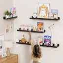 Heimlove Picture Ledge Shelf,24 inch Long Floating Shelves for Wall Set of 4,Black Picture Shelf with Lip for Wall Decor,Living Room,Bedroom,Bookshelf,Nursery,Perfume