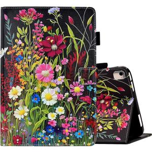 Case for iPad 9th/8th/7th Generation iPad 10.2 Case (2021/2020/2019 Release), Cute PU Leather Folio Stand Protective Cover with Auto Wake/Sleep, for Kids, Girls, Woman - Colorful Flowers