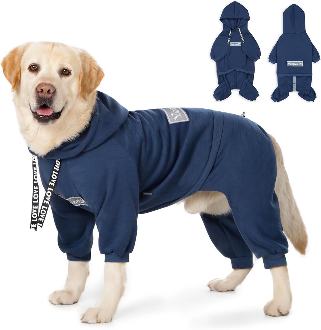 Dog Hoodies Winter Coat for Large Medium Dogs, Pullover 10 Legs Warm Coat Hooded Sweatshirt, Fleece Hoodie for Cold Weather (Dark Blue, 2X-Large) (2XL(Reference Weight 23-33 lbs))