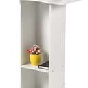 Podium Stand for Lectern Presentation Church Classroom, White Pulpit with Wooden Heavy Base, Podium for Lecture, Wedding Speech (White-elegant)