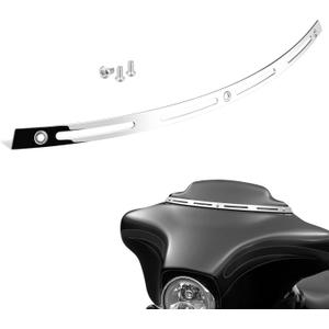 PBYMT Polished Stainless Slotted Batwing Windshield Trim Chrome Compatible for Harley Tri Electra Street Glide Ultra Limited 1996-2013 (23inch)