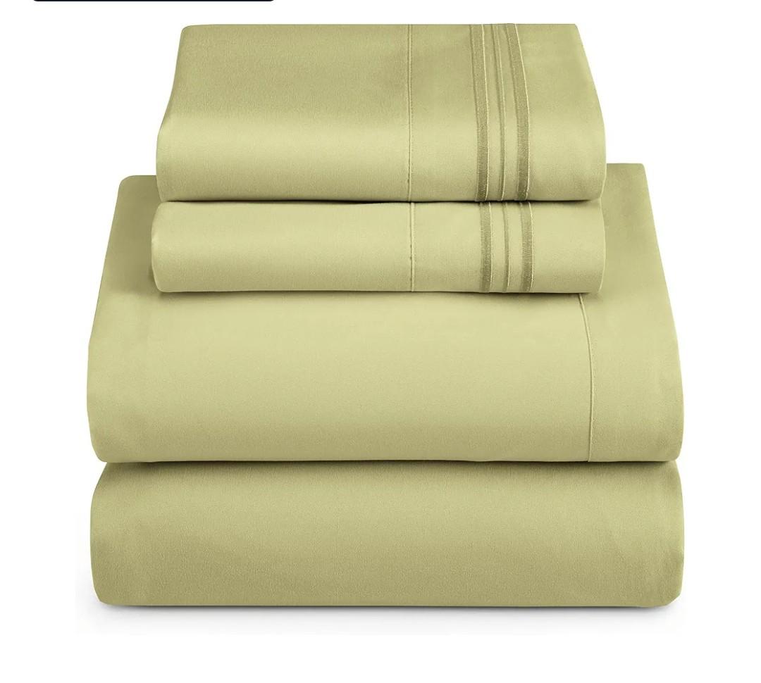 Hearth & Harbor Full XL Size Sheets - 4 Piece Bed Sheet Set, Hotel Luxury Double Brushed Bed Sheets - Extra Soft Bedding Sheets & Pillowcases, Full XL, Sage