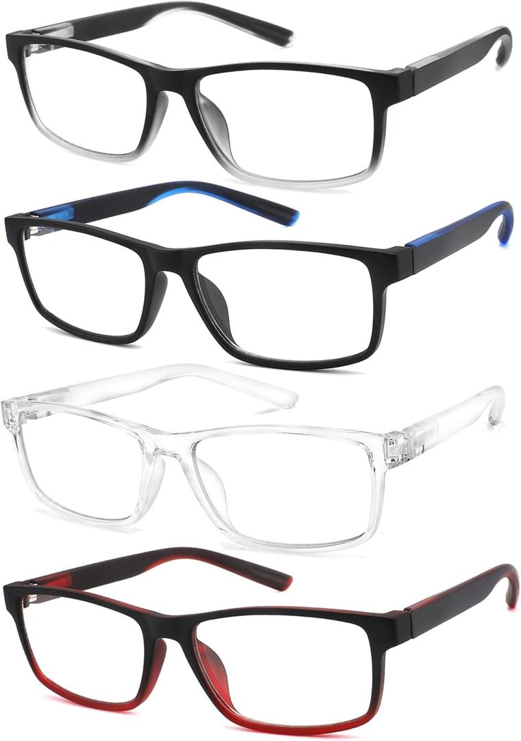 4 Pack Reading Glasses Men 3.0 Readers Blue Light Blocking Anti Glare/UV Fashion Designer Eyeglasses with Spring Hinge Sturdy/Comfortable