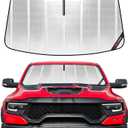 Windshield Sun Shade for Ram 1500 2019-2025 with 10 Inch Wide Sensor. Full Coverage Rearview Mirror Shade for Ultimate Protection