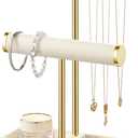 bussdis 2 Tier Bracelet Holder Display - Detachable T Bar Beige Velvet Bracelet Holder, Jewelry Holder Organizer for Bracelet, Necklace, Earrings, Rings