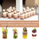 Zezzxu 50 Pack Mini Dessert Cups with Spoons, 2.2 oz Plastic Small Dessert Shotter Cups Slanted Appetizer Cups for Serving Mousse Pudding Triffle