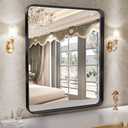 Hasipu Black Bathroom Mirror for Vanity 2224 Inch Round Corner Rectangle Wall Mirror Metal Framed Anti Rust Surface Mount (Horizontal/Vertical) (24"L x 22"W)